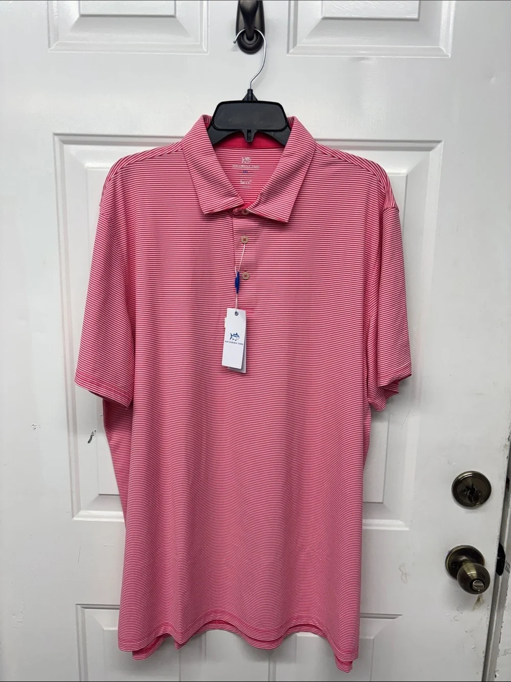 NWT Southern Tide M’s XXL Brrr Meadowbrook Stripe Polo in Snapper Red (1083)